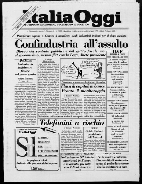 Italia oggi : quotidiano di economia finanza e politica